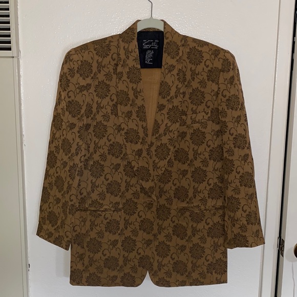 Vintage 90s Suzelle brocade boyfriend oversized style blazer - Picture 1 of 5